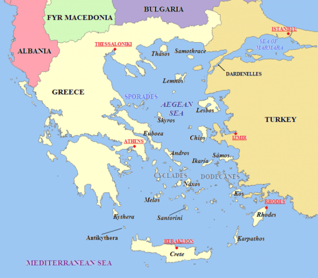 physical map of europe aegean sea