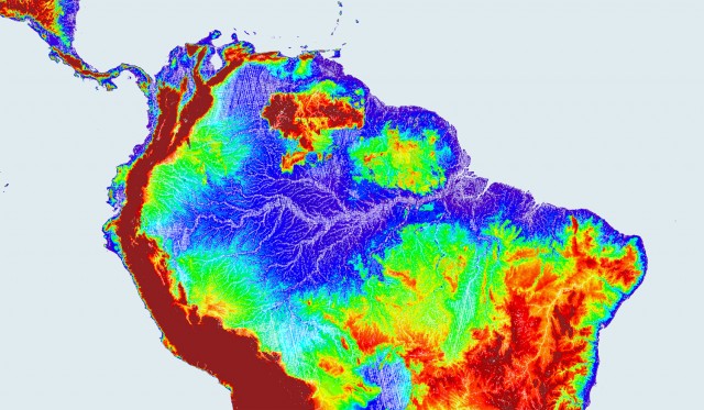 The Amazon River Basin shown by ERS-1 Radar Altimeter