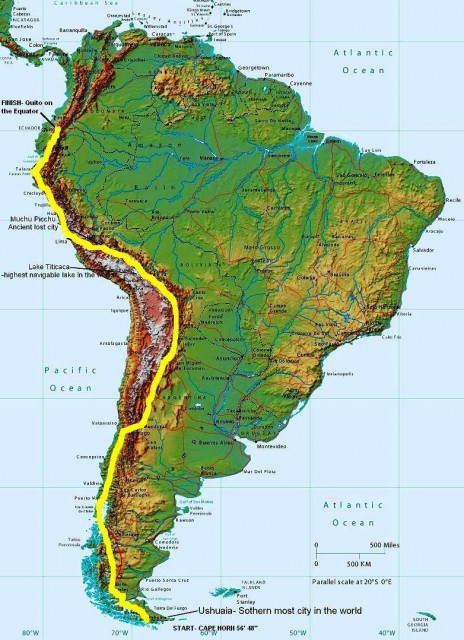 andes mountains physical map