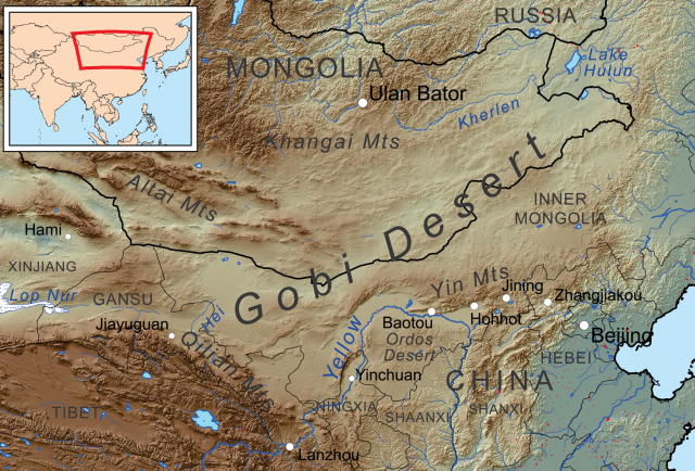 gobi desert location on world map