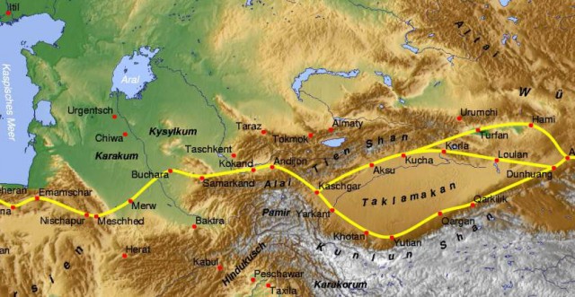 Tien Shan In China On Map   Seidenstrasse GMT Ausschnitt Zentralasien 640x331 