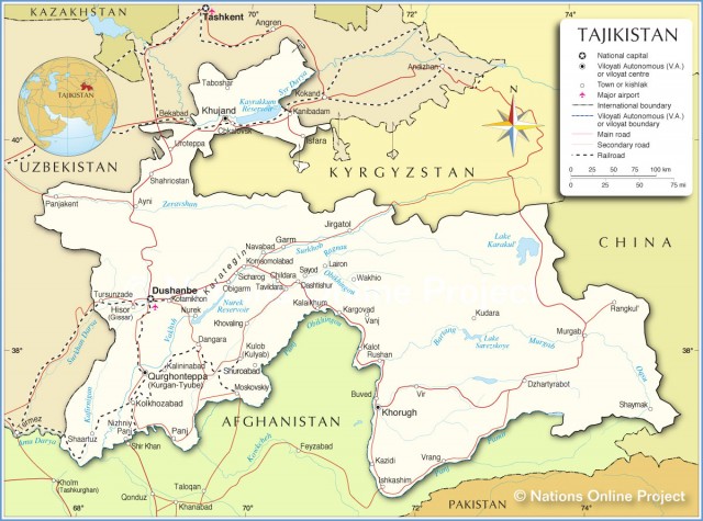 Tajikistan   Tajikistan Political Map 640x475 