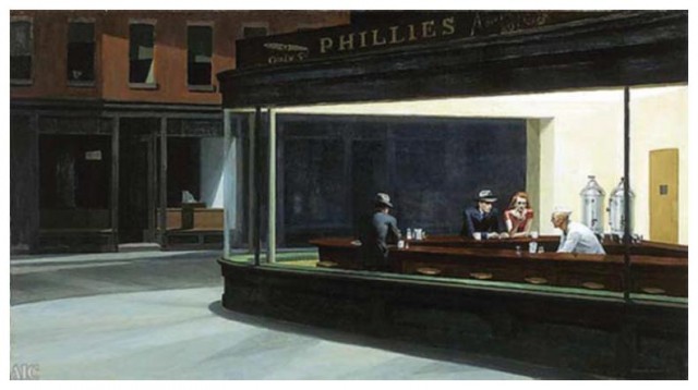 Nighthawks. Edward Hopper (1942). Oil on canvas. Reproduced with permission of the Art Institute of Chicago.