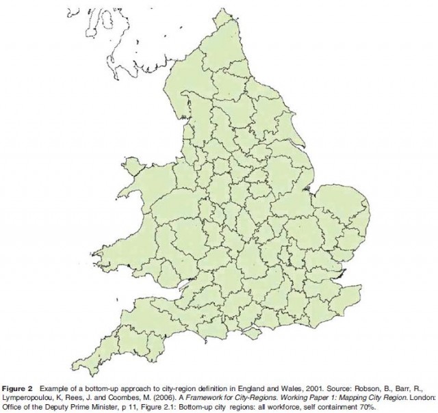 Example of a bottom-up approach to city-region definition in England and Wales, 2001