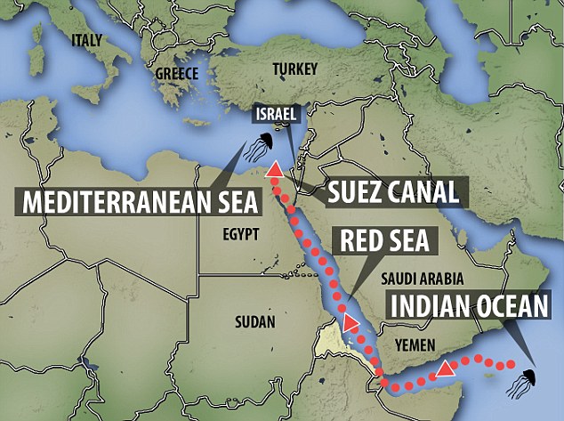 What two bodies of water does the suez canal connect Suez Canal