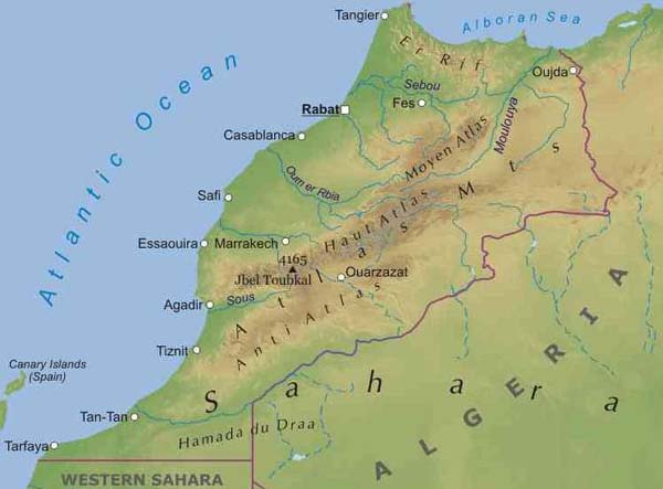 Atlas Mountains On Map Of Africa World Of Light Map