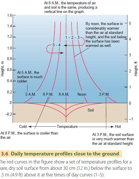 Daily temperature profiles close to the ground