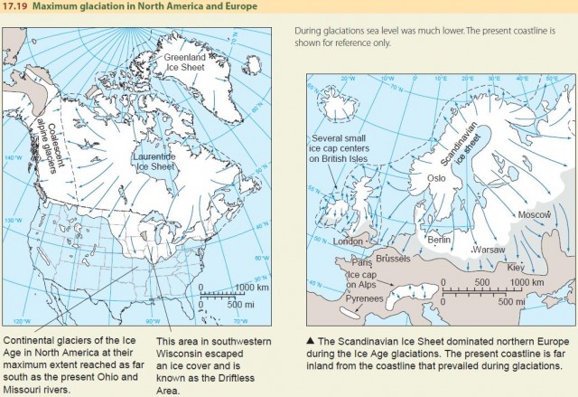 Maximum glaciation in North America and Europe