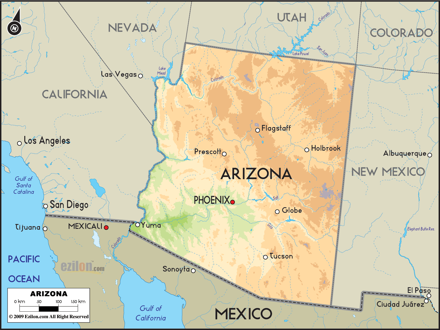 Kaart Arizona Usa - Vogels