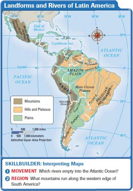 Landforms and Rivers of Latin America