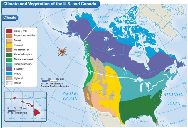 Climate and Vegetation of the U.S. and Canada