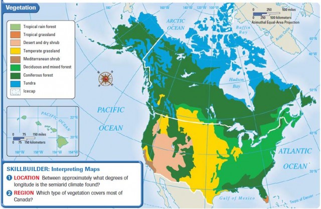 The United States and Canada: Climate and Vegetation