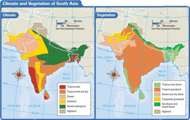 Southwest Asia Climate Map South Asia: Climate And Vegetation