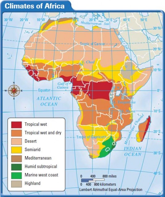 climate temperature map of africa