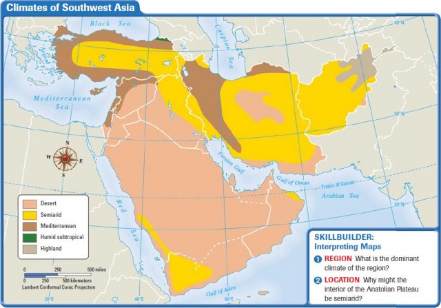 physical map of southwest asia mountains