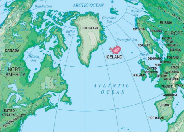 Iceland is one of the world's most remote countries, situated between the North Atlantic and the Norwegian Sea, more than 500 miles (805 kilometers) from Europe and 180 miles (290 kilometers) from Greenland. Despite this isolation, Icelanders have established high standards of living and education.