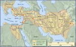 At its peak, Alexander’s empire extended from Macedonia in the west to central Asia and the Indus River in the east, and from the southern shores of the Black and Caspian Seas to Egypt.
