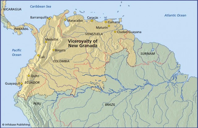 The Viceroyalty of New Granada (Virreinato de la Nueva Granada) was the name given in 1717 to the Spanish colonies in the northern part of South America. The region approximately covered the modern countries of Panama, Colombia, Ecuador, and Venezuela, as well as part of Peru, Brazil, Guyana, and Nicaragua.