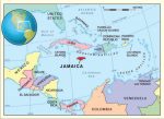 Jamaica is located in the Caribbean Sea about 550 miles (885 kilometers) south of Miami, Florida. It is the third-largest island in the island chain that includes Cuba, Hispaniola, and Puerto Rico.